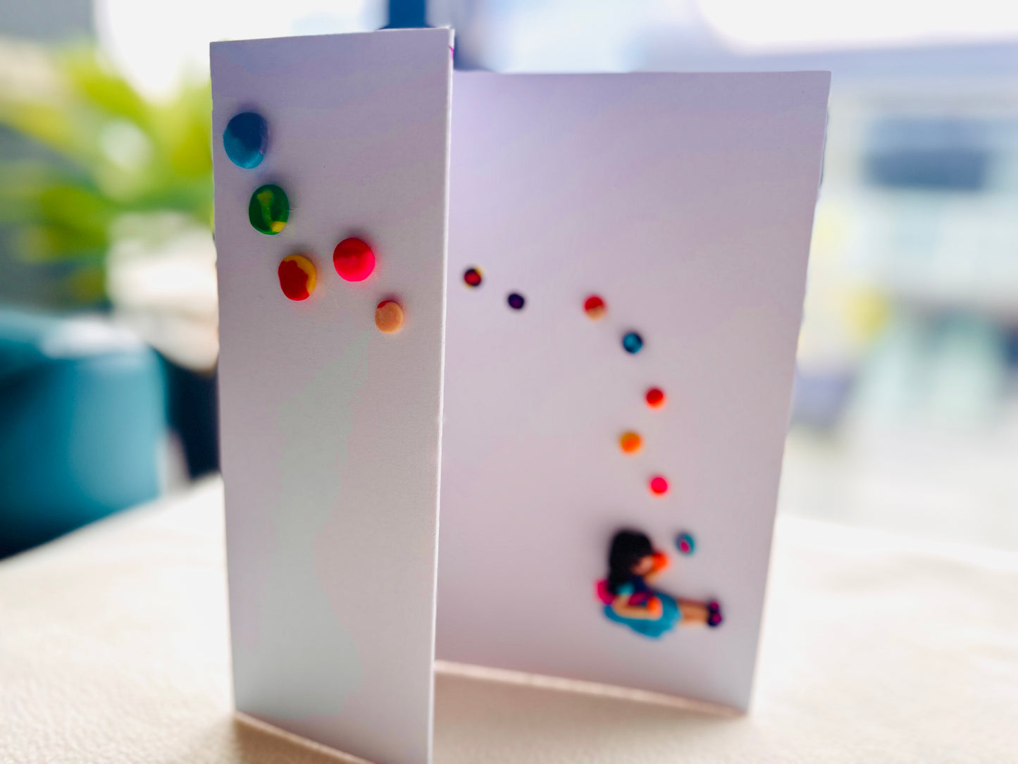 Girl Blowing Bubbles (Clay Card)