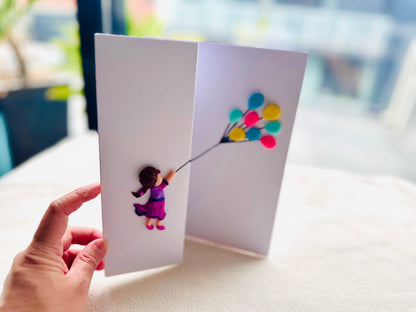Flying Balloon Girl (Clay Card)