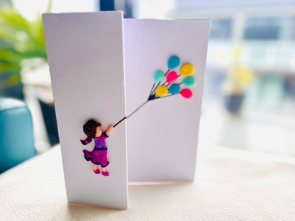 Flying Balloon Girl (Clay Card)