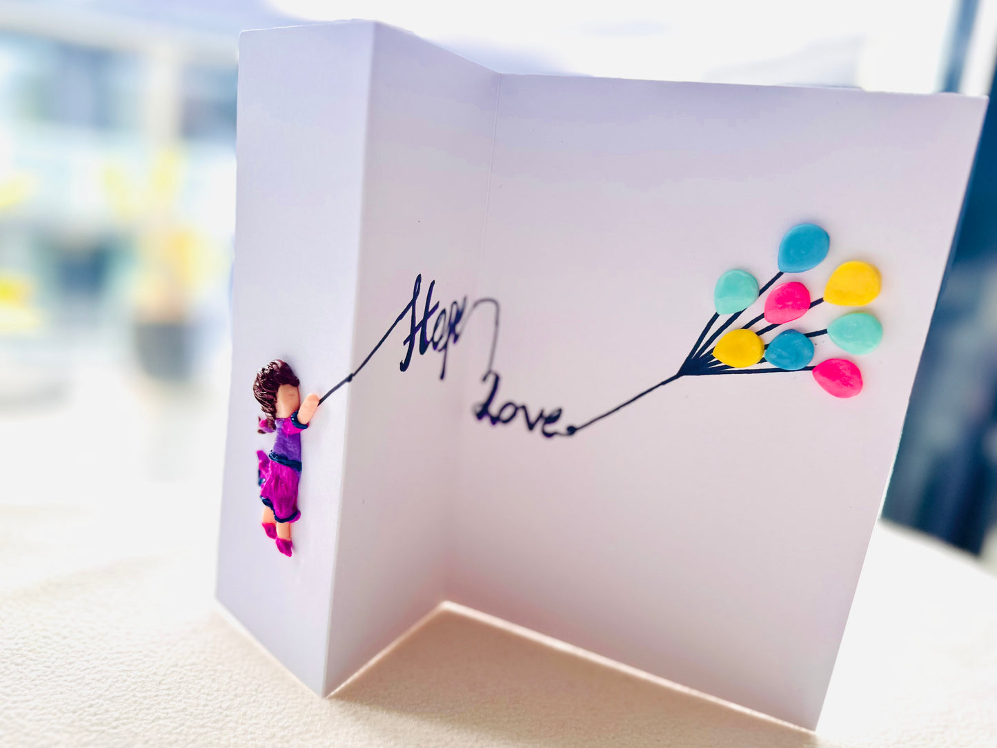 Flying Balloon Girl (Clay Card)