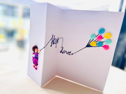 Flying Balloon Girl (Clay Card)