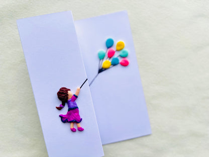 Flying Balloon Girl (Clay Card)