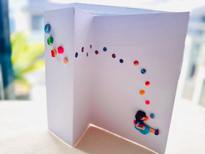 Girl Blowing Bubbles (Clay Card)