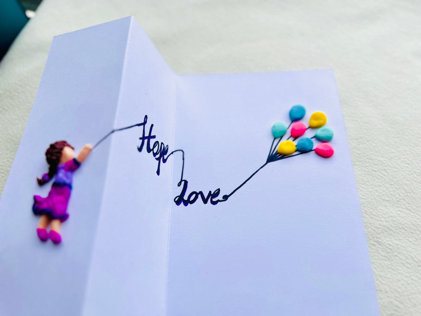 Flying Balloon Girl (Clay Card)