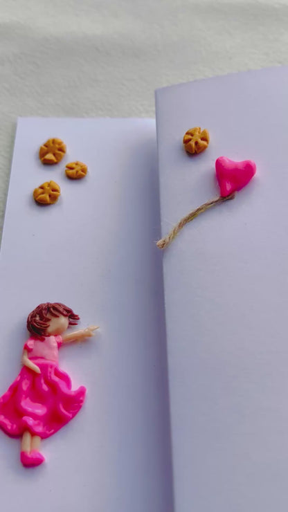 Girl With Balloon (Clay Card)