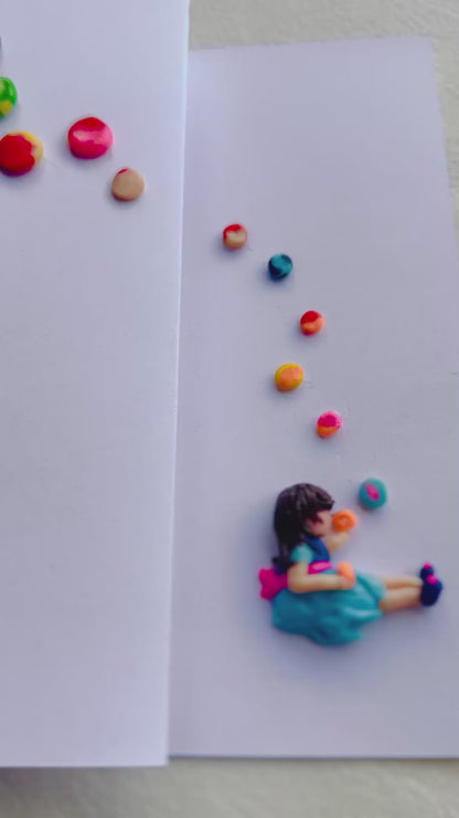 Girl Blowing Bubbles (Clay Card)