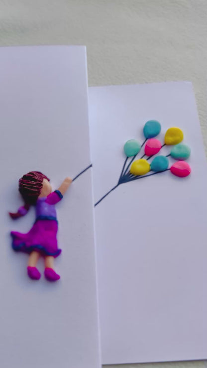 Flying Balloon Girl (Clay Card)